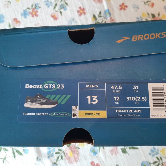 NIB! Brooks GTS 23 size 13 2E in Peacoat/Blue/White - Picture 6 of 6